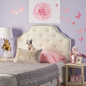 Ivory Camelback Upholstered Twin Size Headboard with Button Tufted Diamond Stitch & Nailhead Accents for Metal Bed Frames -Christopher Knight Home - 1 of 4