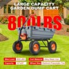 Heavy Duty Yard Cart - 800Lbs Capacity 4-Wheel Wheelbarrow w/10in All-Terrain Tires, 180 Rotating Handle (Gray) - 2 of 4