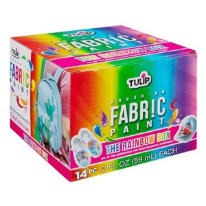 Tulip Color 14pk 2oz Brush-On Fabric Paint Kit Rainbow: Water-Based Acrylic Craft Paint for Kids & Art Projects - 1 of 4