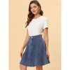 INSPIRE CHIC Women's High Waist A-Line Flared Pleated Above Knee Denim Skirt - 4 of 4