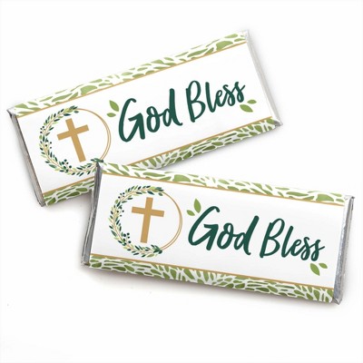 Big Dot of Happiness Elegant Cross - Candy Bar Wrapper Religious Party Favors - Set of 24