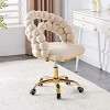 TopComfy Accent Chairs Set of 1 Puffy Bubble Chair Ball Chain Chair Leisure Chair with Gold Claw Casters for Living Room, Beige, 33.8"*23.23"*18" - 2 of 4