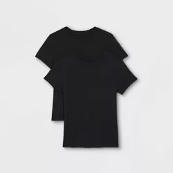 Women's Short Sleeve Slim Fit 2pk Bundle T-Shirt  - A New Day™ Black/Black XXL