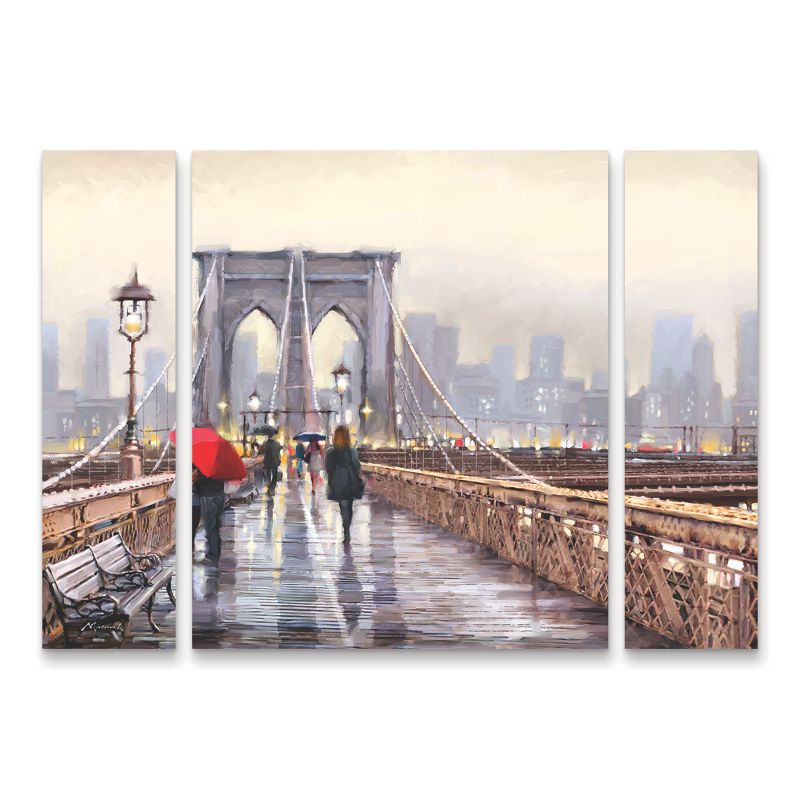 Trademark Fine Art -The Macneil Studio 'Brooklyn Bridge' Multi Panel Art Set Large 3 Piece, 2 of 4