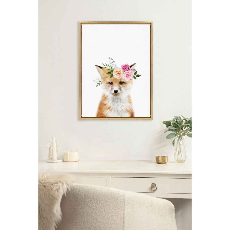 Kate & Laurel All Things Decor 18"x24" Sylvie Flower Crown Fox Framed Wall Art by Amy Peterson Art Studio, 5 of 7