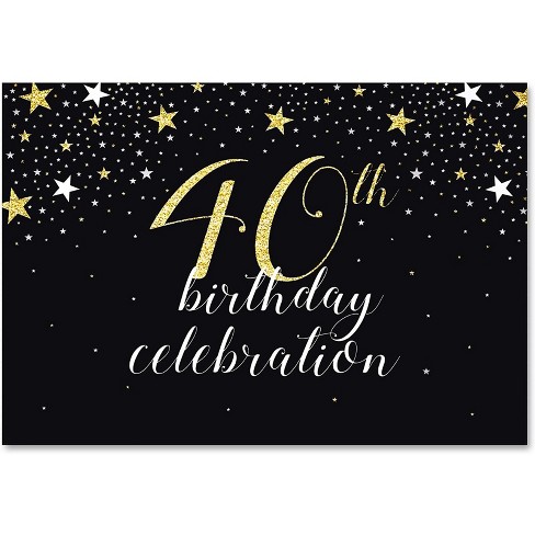 40th Birthday Celebration Photo Booth Backdrop, Photography Background In  Black And Glitter Gold Stars For Birthday Party Decorations, 7 X 5 Feet :  Target