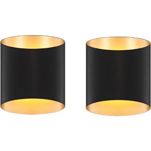 Possini Euro Design Everard 10" High Modern Outdoor Wall Light Fixture Mount Porch House Exterior Outside Set of 2 LED Bulb Weatherproof Matte Black - 1 of 4