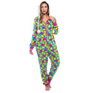Just Love Womens One Piece Winter Holiday Adult Bodysuit Faux Shearling Lined Hoody Xmas Pajamas - 1 of 4