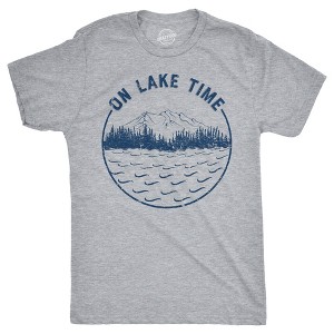 Mens On Lake Time T Shirt Cool Outdoor Camping Tee For Guys - Crazy Dog Men's T Shirt - 1 of 4