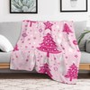 FIONECA Stylish Pink Christmas Tree Blanket with Star and Snowflake Pattern Cozy Soft Holiday Throw Blanket 30x40 inches - 3 of 4