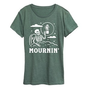 Women's - Instant Message - Mournin Skeleton And Coffee Short Sleeve Graphic T-Shirt - 1 of 4
