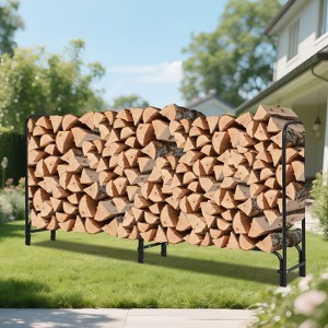Log Rack with Cover ，400LB Capacity Indoor/Outdoor Firewood Storage Organizer, Durable Steel Stacker , Tool-Free Assembly - 1 of 4