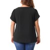 Agnes Orinda Women's Plus Size Casual Summer Dressy Petal Short Sleeve Split Neck Blouses - 4 of 4