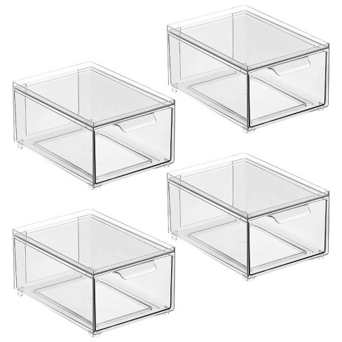 Mdesign Plastic Stackable Closet Storage Organizer With Drawer - 4 Pack ...