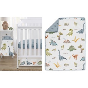 Sweet Jojo Designs Boy Baby Crib Bedding Set - Watercolor Dinosaur Dino Multicolor 4pc - 1 of 4