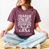 Simply Sage Market Women's Mardi Gras Mask Distressed Short Sleeve Garment Dyed Tee - 2 of 4