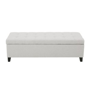 Okak Modern Storage Ottoman Bench with Birch Wood Legs Soft Upholstered Storage Footrest Stool for Living Room Entryway Bedroom End of Bed, LIGHT Gray - 1 of 4
