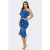 Slickblue Women's Tropical Print Mesh Halter Top and Ruffle Midi Skirt Set, Ruched Design, Blue, Size S-L - 3 of 4