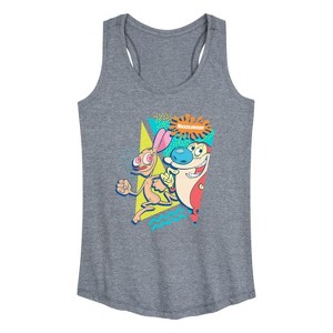 Women's - Ren & Stimpy - Ren and Stimpy Retro Nickelodeon Logo Graphic Racerback Tank - 1 of 4