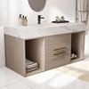 Mshliw 39.4 Inch Wall Mounted Bathroom Vanity with Ceramic Sink, Floating Vanity with White Slate Top and 2 Drawers - 3 of 4