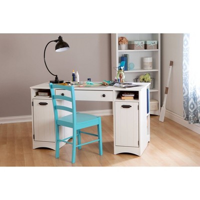 South Shore Crea Pure White Counter-Height Craft Table with