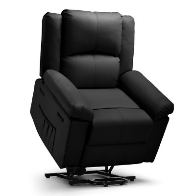 Comhoma Power Lift Recliner Chairs for Elderly Big and Tall Heated Massage Sofa PU Leather with Position 2 Side Pockets&Cup Holders