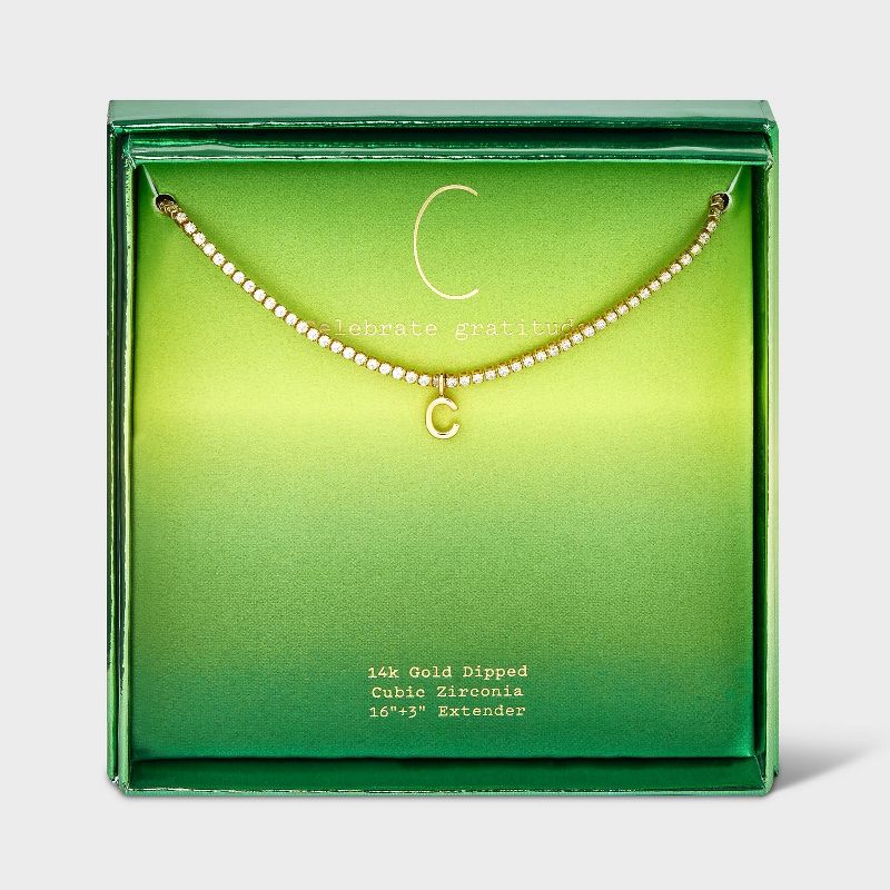 14K Gold Dipped Cup Cubic Zirconia Chain Pendant Necklace - A New Day™ Gold, 1 of 5