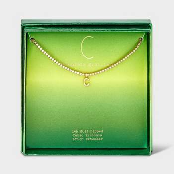 14K Gold Dipped Cup Cubic Zirconia Chain Pendant Necklace - A New Day™ Gold