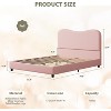 Full Size Bed Frame for Kids, Velvet Upholstered Headboard, Low Profile Platform Bed, No Box Spring Needed, Strong Wooden Slats, Noise Free, Pink - 2 of 4