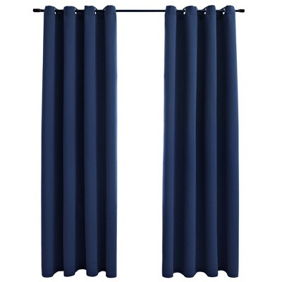 vidaXL Blackout Curtains with Rings 2 pcs Navy Blue 54"x95" Fabric