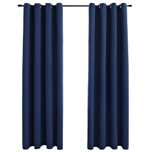vidaXL Blackout Curtains with Rings 2 pcs Navy Blue 54"x95" Fabric - 1 of 1