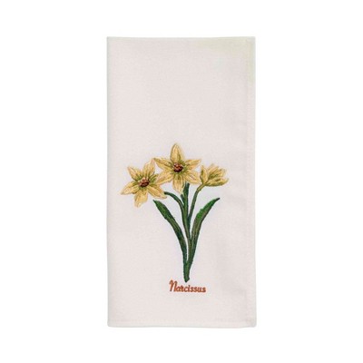 Ivory Floral Embroidered Cotton-Polyester Napkin Set of 4