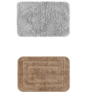 Unique Bargains 2Pcs Plush Gradient Striped Microfiber Shaggy Bathroom Mat - 1 of 4