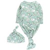 RuffleButts SoftSnooze Newborn Knotted Sleep Gown & Hat Set - Sage Safari, Newborn-3m - 2 of 4