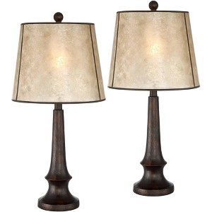 Franklin Iron Works Naomi 25" High Industrial Farmhouse Rustic Modern Table Lamps Set of 2 Brown Aged Bronze Finish Living Room Bedroom Bedside - 1 of 4