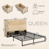 Brafabhome Rattan Tall Headboard Queen Beds with 6 Storage Drawers, Boho Platform Bed Frames with Charging Station for Bedroom, No Box Spring Needed - 2 of 4