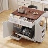 MAYEERTY White 47.2" Farmhouse Kitchen Island with Drop Leaf, Rolling Cart 2 Drawers Removable Racks Towel Rack - 3 of 4