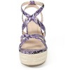 BLISSFUL STEP Women's Strappy Wedge Heels Snake Print Wedges Sandals - 2 of 4