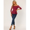Allegra K Women's Elegant Lace Floral Semi Sheer 3/4 Sleeve Off Shoulder Peplum Top - 4 of 4