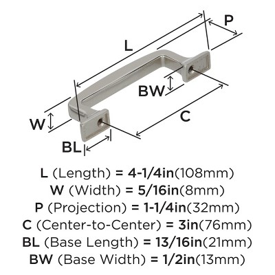 Polished Nickel 3-Inch Modern Cabinet Pull with Mounting Hardware