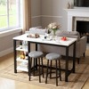 Hooseng 3-Piece Counter Height Bar Table Set with 2 Velvet Upholstered Backless Stools, Pub Table Set of 3 with Storage Shelves and Cushioned Seat - 3 of 4