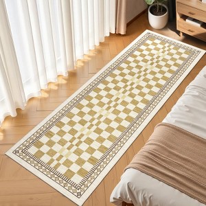 Modern Stripe Geometric Area Rugs Washable Soft Rug for Living Room Thin Low Pile Non Slip Stain Resistant Carpet for Bedroom Office - 1 of 4