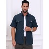INSPIRE CHIC Men's Fishing Summer Short Sleeve Solid Cargo Shirts - 4 of 4