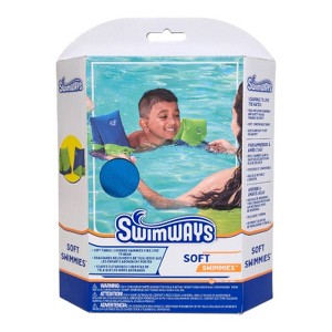 Swimways Soft Swimmies Toddler Floaties Blue & Green, Inflatable Arm Floats for Kids 3-5, Dual Chambers, Easy On/Off, Comfortable Swim Aid - 1 of 4