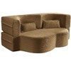 Kumasinova Modern Teddy Fabric Foam-Filled Floor Sofa with 2 Pillows, Convertible Sleeper Sofa Bed, 15" Full Size Folding Mattress for Living Room - 3 of 4