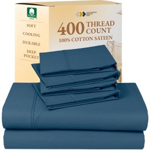 6 Piece Sheet Set with 4 Pillowcases - 400 Thread Count 100% Cotton Sateen - Deep Pocket by California Design Den - 1 of 4