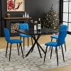 KTMBDW Square Dining Table Set, Modern Square Dining Table with 4 Blue Chair, Faux Marble Tabletop and Iron Legs, Coffee Table for Kitchen Dining Room - 3 of 4