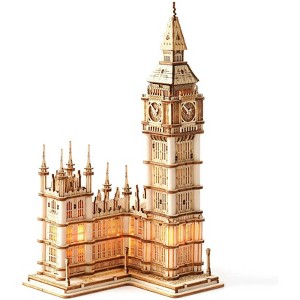 ROBOTIME 3D Jigsaw Puzzle Big Ben London Architecture Wooden Model Kits for Teens/Adults, 3.9"*4.2"*7.5" - 1 of 4