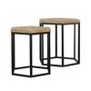 2-Piece Nesting Table Set with Hexagon Mango Wood Tops and Metal Frames for Living Room - 3 of 4