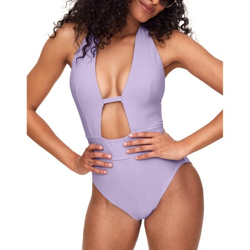 Yours Knot Front Keyhole Swimsuit - Purple - Size 22 - Women